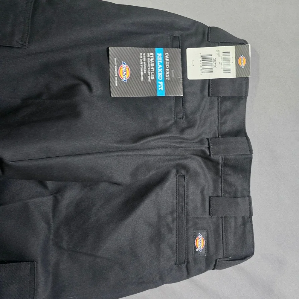 Dickies Cargo Pants Mens 30x30 Black Relaxed Straight Leg WP592BK Workwear NEW